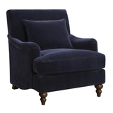 Midnight Blue Accent Chair with Turned Legs