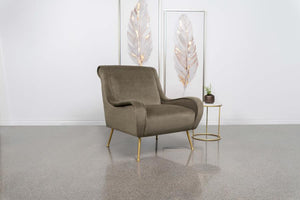 Upholstered Saddle Arms Accent Chair in 2 Color Options