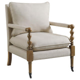 Beige Fabric Accent Chair with Casters