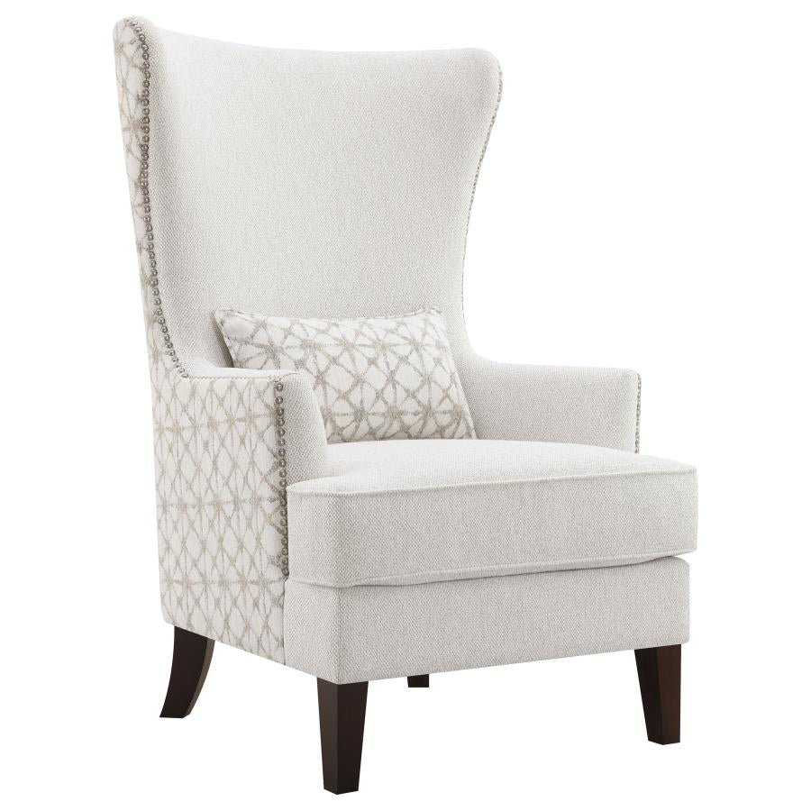 Latte Wing Back Accent Chair with Nail Heads
