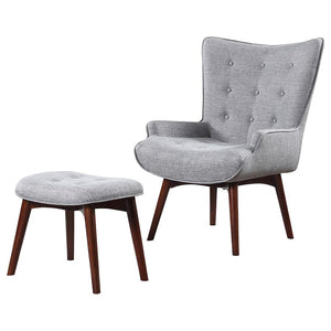 Grey Mid Century Accent Chair with Ottoman