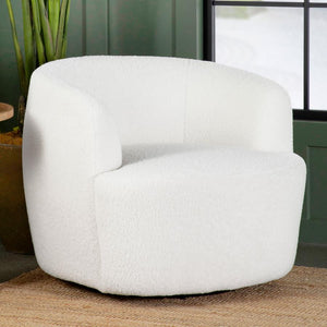 Faux Sheep Skin Swivel Accent Chair