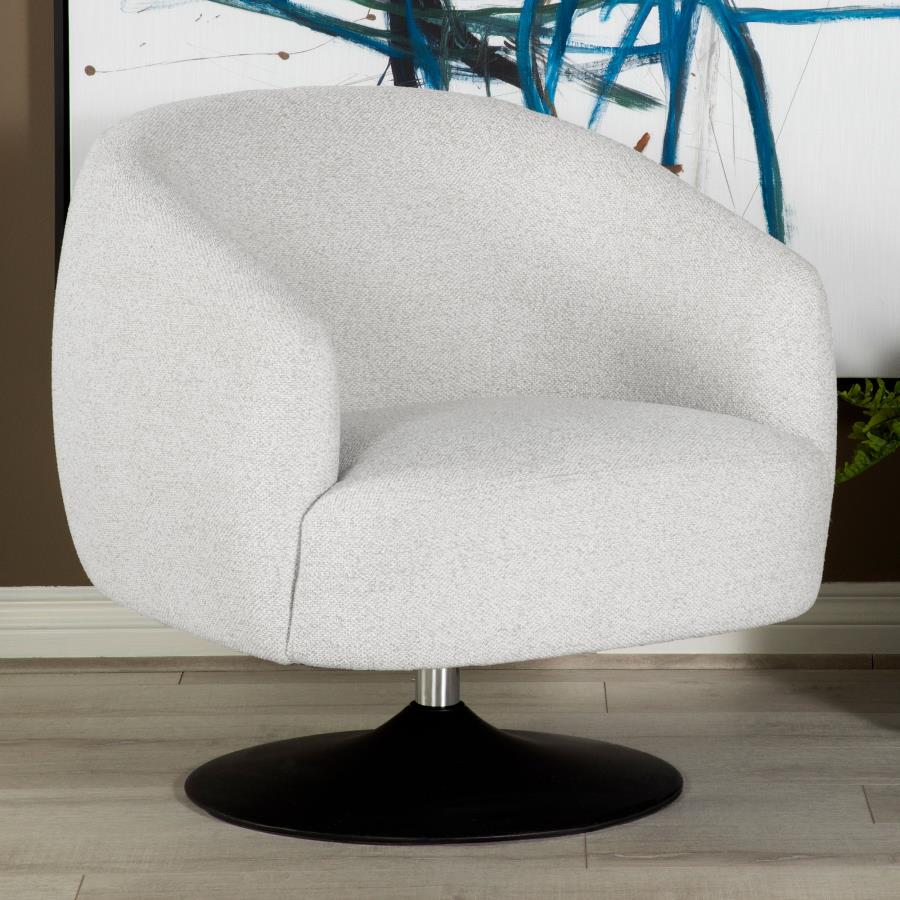 Beige Boucle Swivel Accent Chair