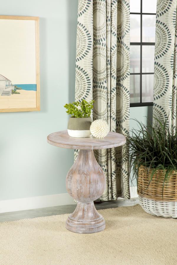 Round Pedestal Accent Table in Black or White