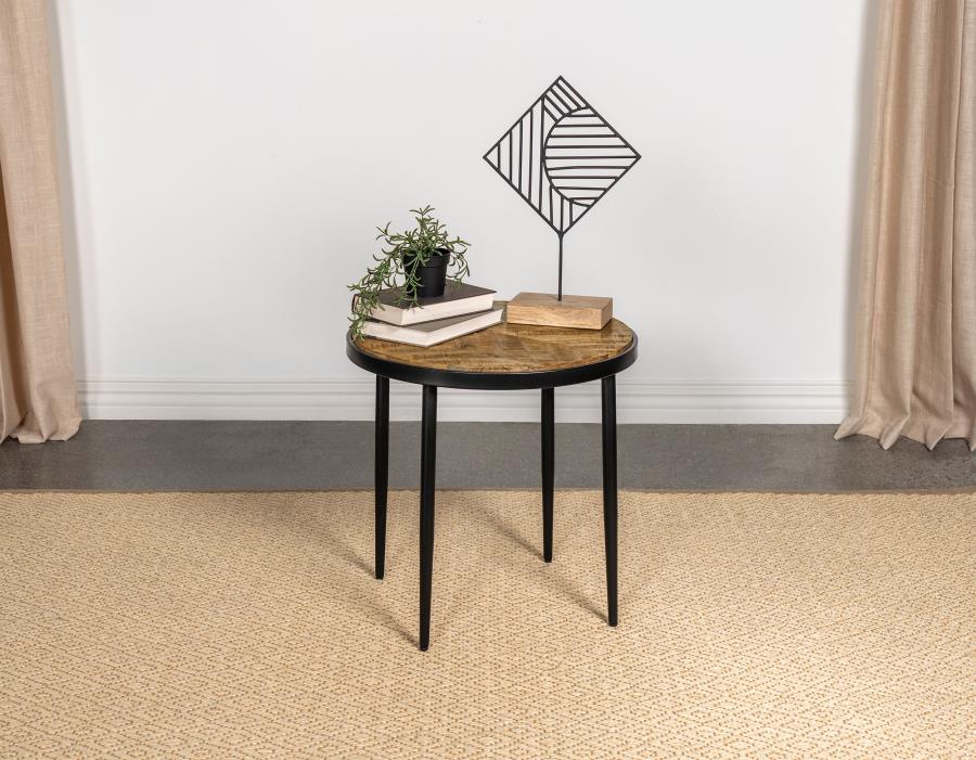 Chevron Pattern Accent Table with Tapered Legs