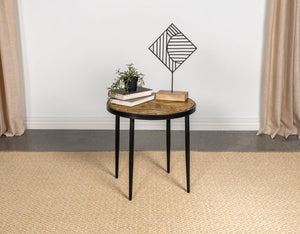 Chevron Pattern Accent Table with Tapered Legs