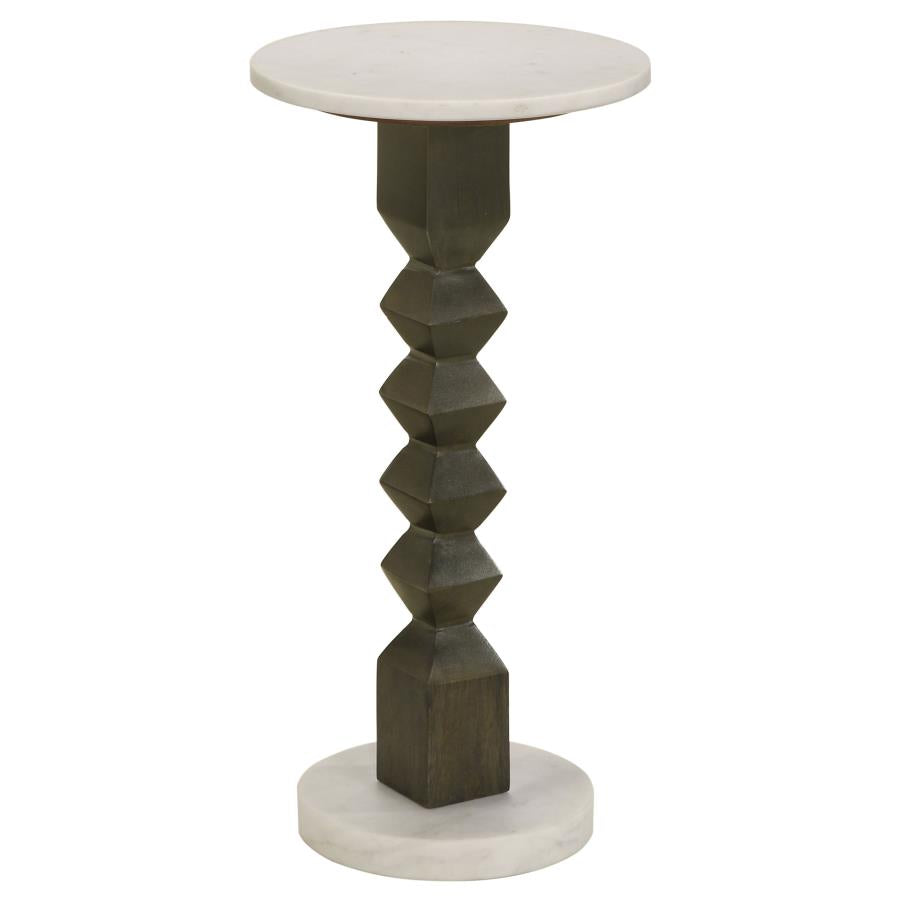 Round Dark Grey Pedestal Accent Table