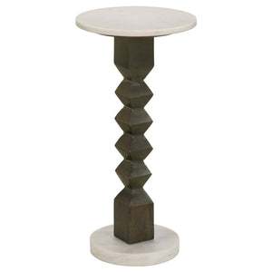 Round Dark Grey Pedestal Accent Table