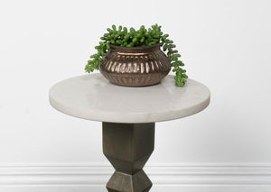 Round Dark Grey Pedestal Accent Table