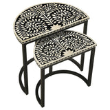 Bone Inlay Demilune Top Nesting Table