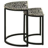 Bone Inlay Demilune Top Nesting Table