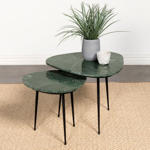 Green Marble Triangular Nesting Table