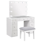 Gina White Hollywood Style Vanity with Stool