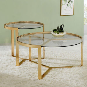 Round Glass Nesting Tables in Chrome or Gold