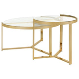 Round Glass Nesting Tables in Chrome or Gold