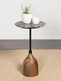 Round Black Marble Top Accent Table