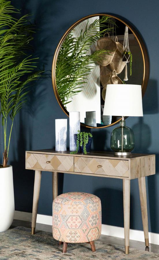 Checkered Pattern Console Table with Storage Drawers