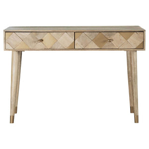 Checkered Pattern Console Table with Storage Drawers