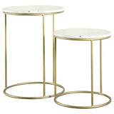 Round White Marble Top Nesting Table