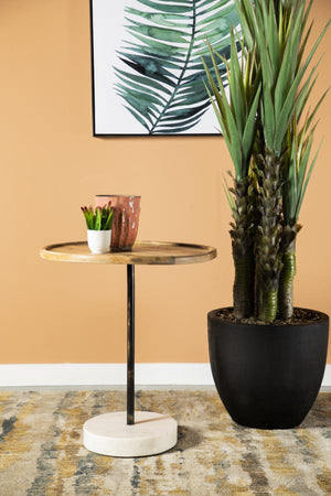 Mango Accent Table with Marble Base in Green or White