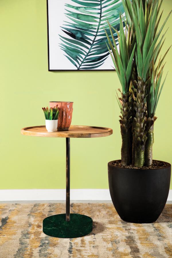 Mango Accent Table with Marble Base in Green or White
