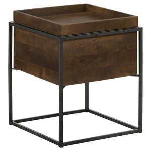 Industrial Accent Table with Removable Tray Top