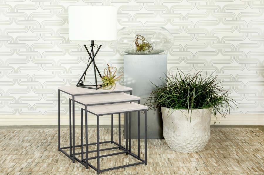 White Marble 3-Piece Nesting Table