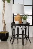 Round Rattan Accent Table in Black or Natural