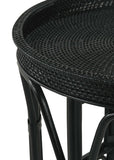 Round Rattan Accent Table in Black or Natural