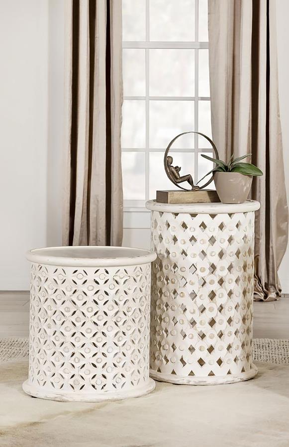Lattice Round Accent Table in 2 Sizes & 3 Colors