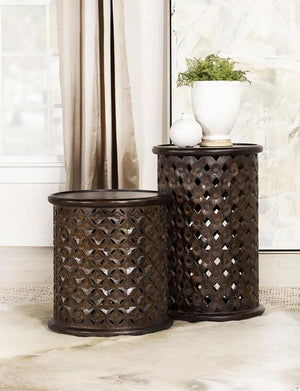 Lattice Round Accent Table in 2 Sizes & 3 Colors