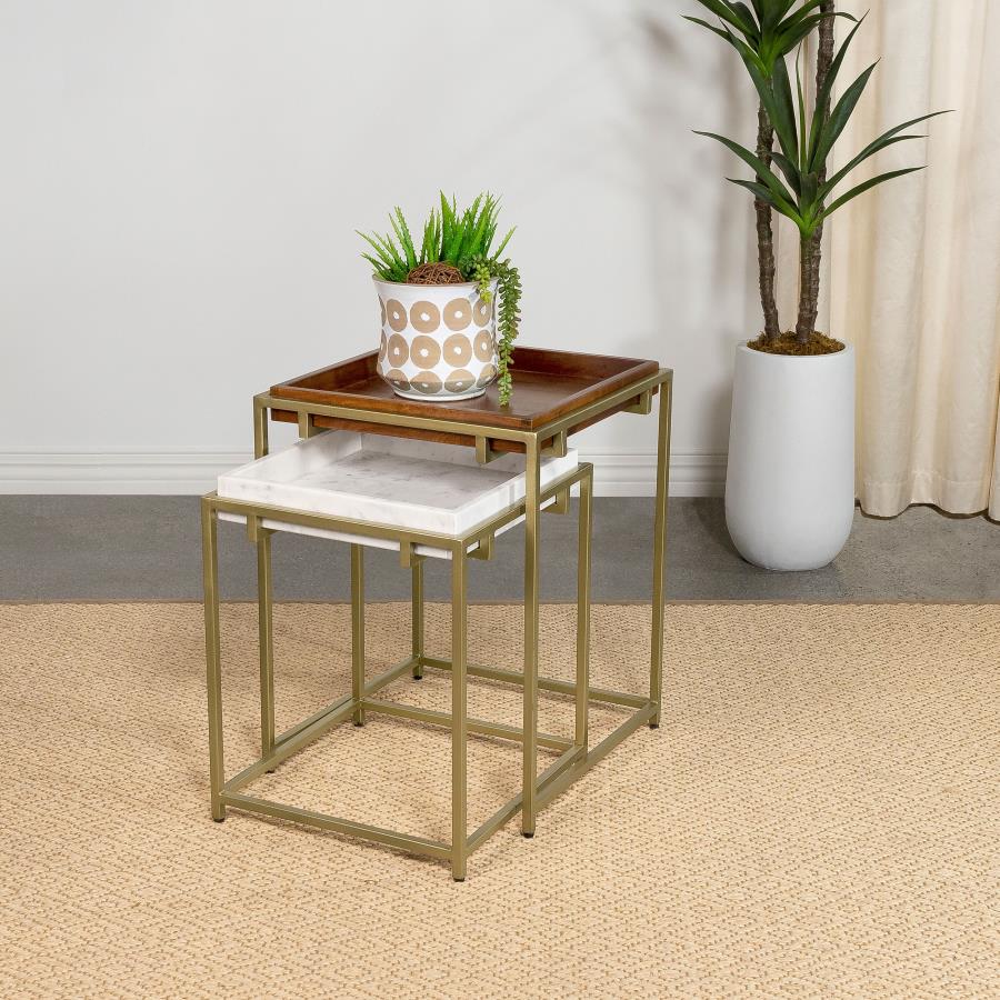 Mango & Marble Accent Nesting Table