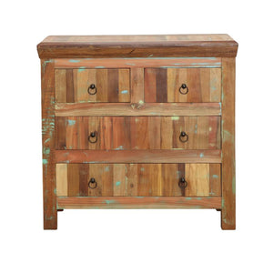 Rustic Reclaimed Wood Accent Cabinet with Storage Drawers