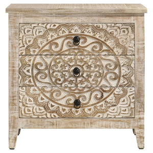 Medallion Distressed White Accent Cabinet