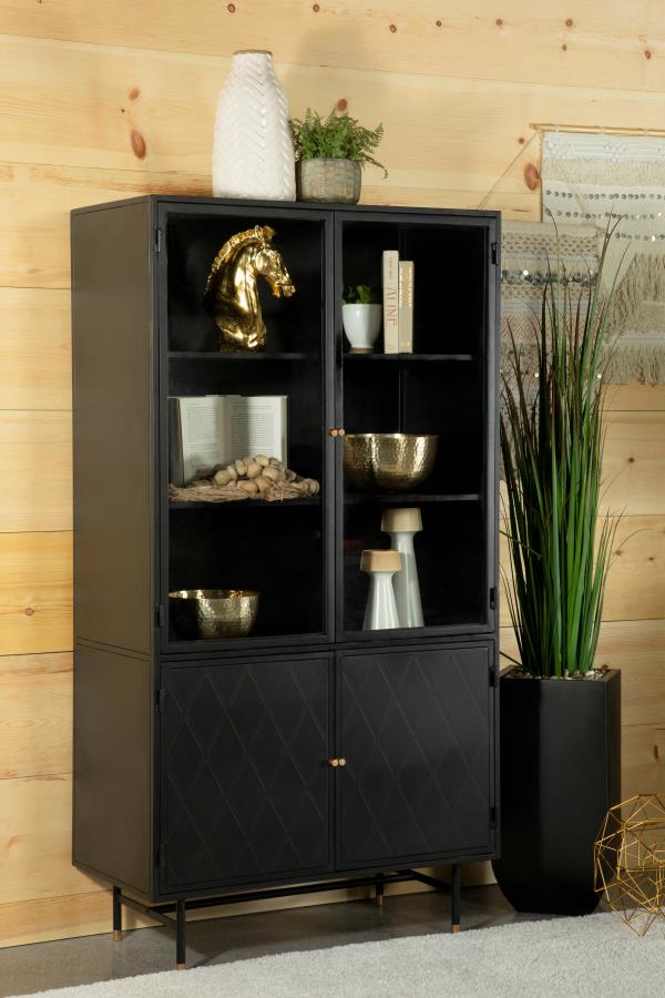 Industrial Black Display Cabinet with Glass Door