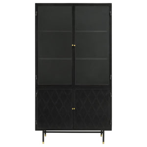 Industrial Black Display Cabinet with Glass Door