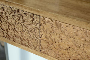 Hand Carved Console Table with Storage Drawers