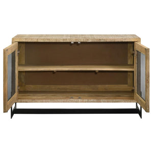 Solid Mango Wood Industrial Accent Cabinet