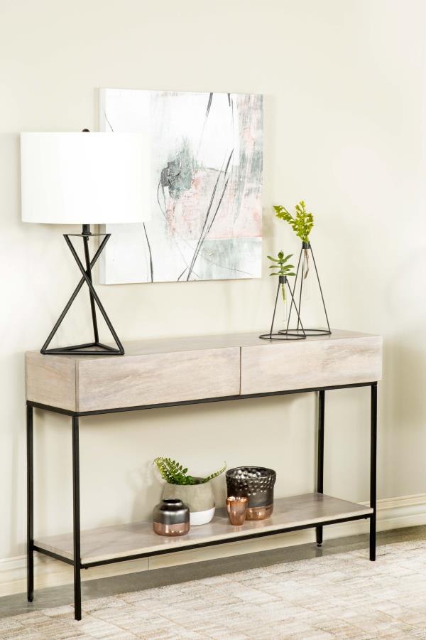Contemporary White Washed Console Table