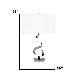 Chrome Abstract Table Lamp with Linen Shade