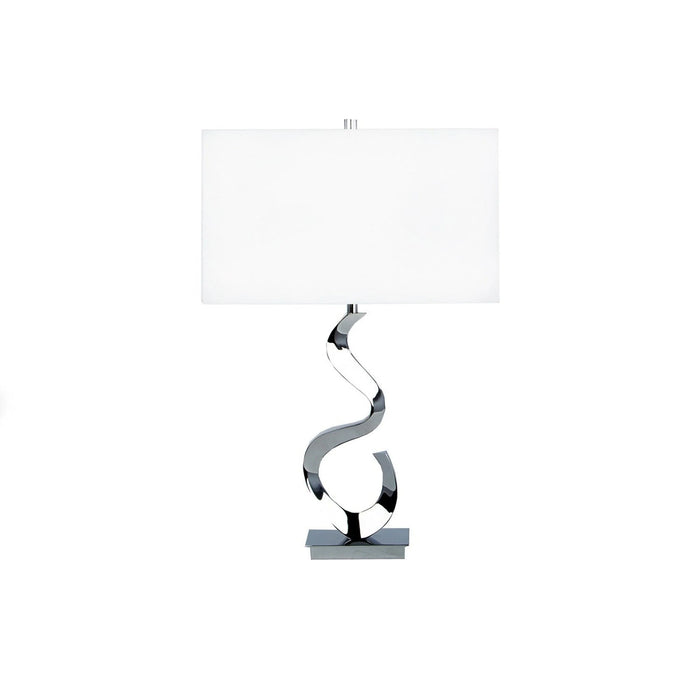 Chrome Abstract Table Lamp with Linen Shade