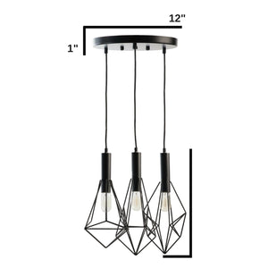 Geometric Cage Like Chandelier in Iron Finish
