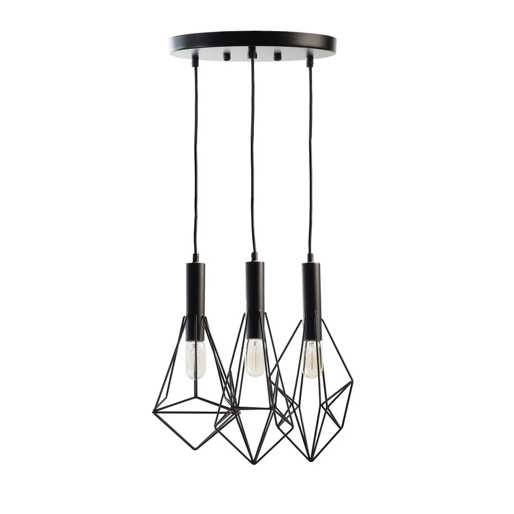 Geometric Cage Like Chandelier in Iron Finish