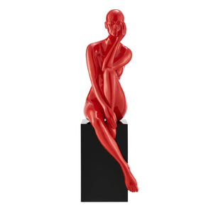 Pensive Pose Lady Sculpture with Base in 4 Color Options