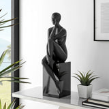 Pensive Pose Lady Sculpture with Base in 4 Color Options