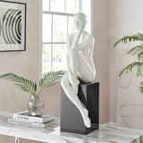 Pensive Pose Lady Sculpture with Base in 4 Color Options