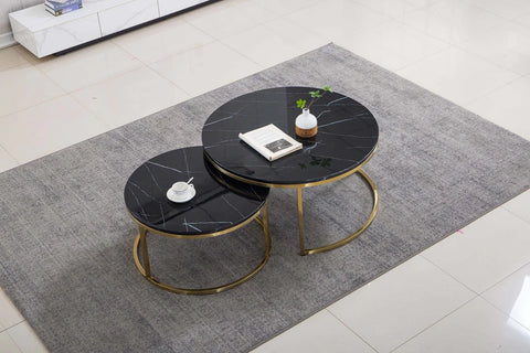 Round Marble Nesting Coffee Table in White or Black