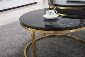 Round Marble Nesting Coffee Table in White or Black