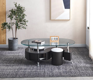 Contemporary Coffee Table with 2 Stools in 3 Color Options