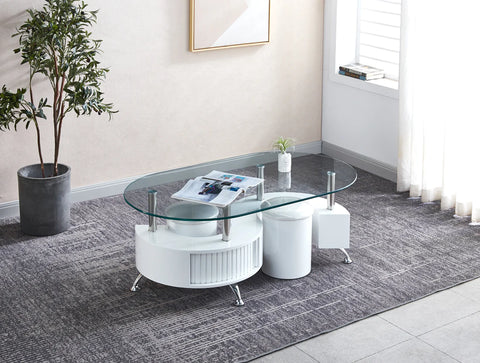 Contemporary Coffee Table with 2 Stools in 3 Color Options